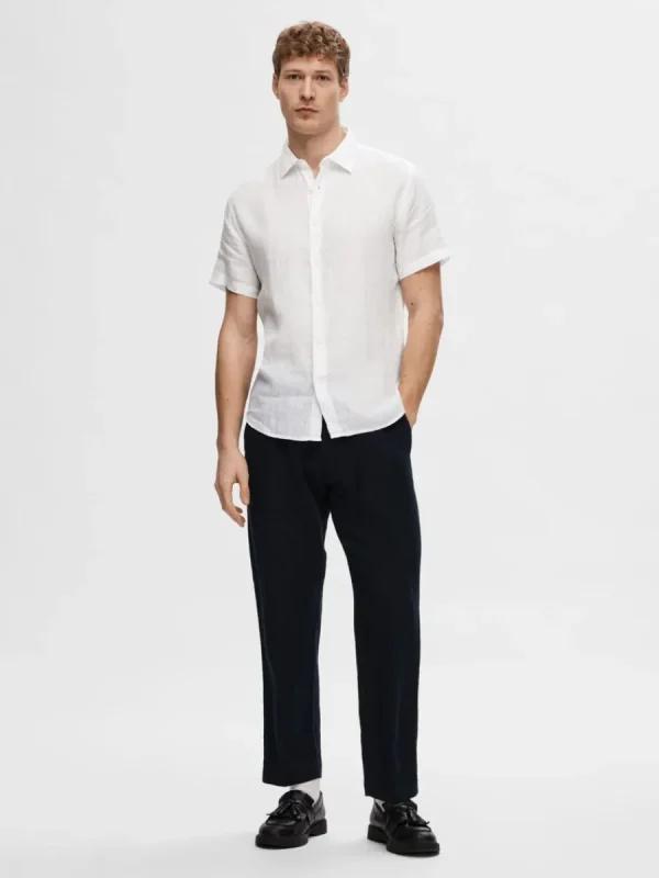 SELECTED 100% LINNE KORTÄRMAD SKJORTA White Flash Sale