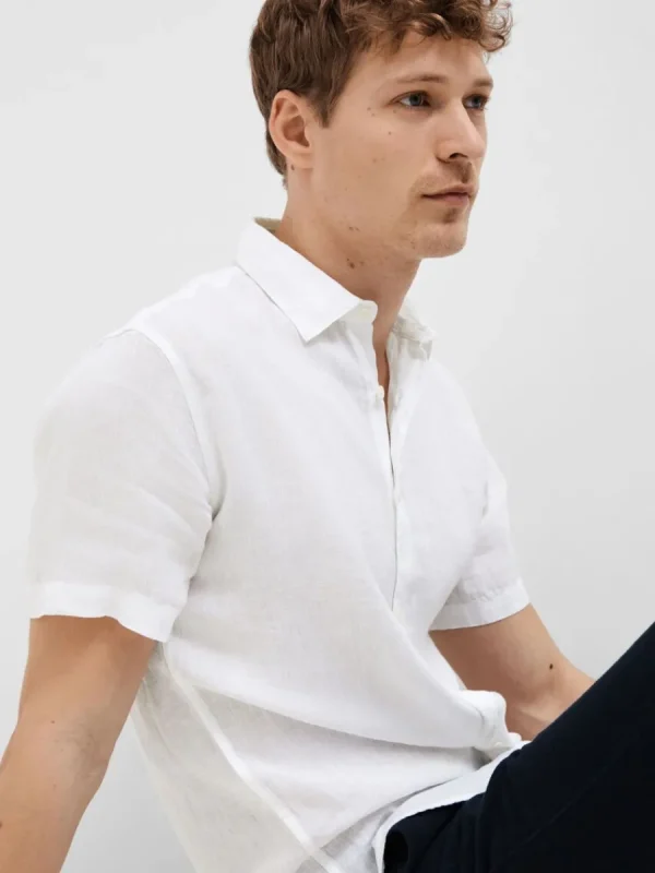 SELECTED 100% LINNE KORTÄRMAD SKJORTA White Flash Sale