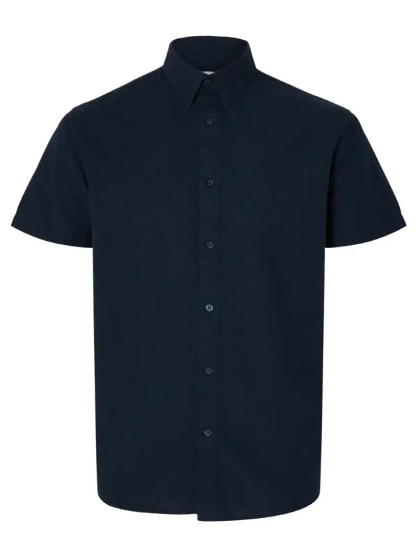 SELECTED 100% LINNE KORTÄRMAD SKJORTA Blue Best