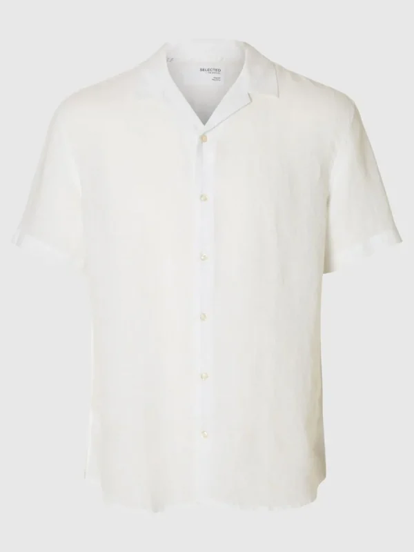 SELECTED 100% LINNE KORTÄRMAD SKJORTA White Flash Sale