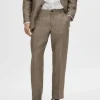 SELECTED 100% LINNE KOSTYMBYXOR Brown Sale