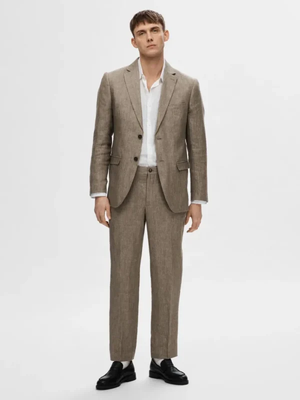 SELECTED 100% LINNE KOSTYMBYXOR Brown Sale