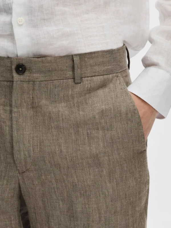 SELECTED 100% LINNE KOSTYMBYXOR Brown Sale
