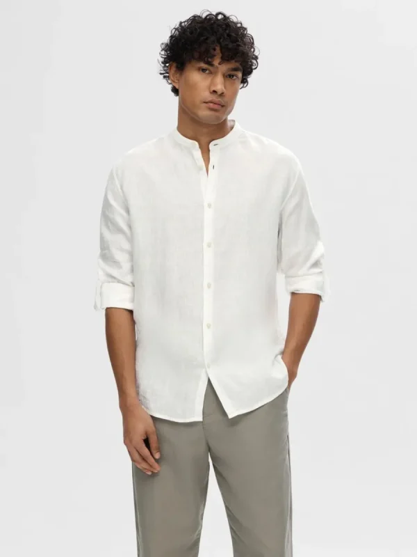 SELECTED 100% LINNE LÅNGÄRMAD SKJORTA White Flash Sale
