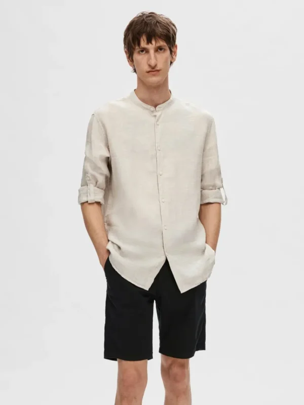 SELECTED 100% LINNE LÅNGÄRMAD SKJORTA Beige Cheap