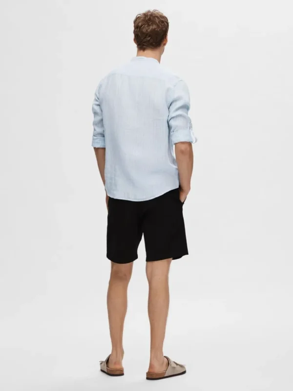 SELECTED 100% LINNE LÅNGÄRMAD SKJORTA Blue New