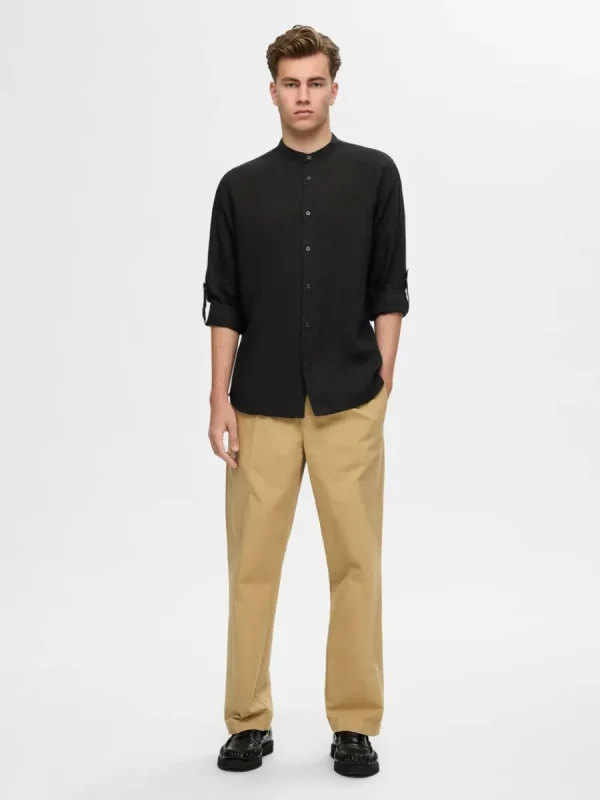 SELECTED 100% LINNE LÅNGÄRMAD SKJORTA Black Shop