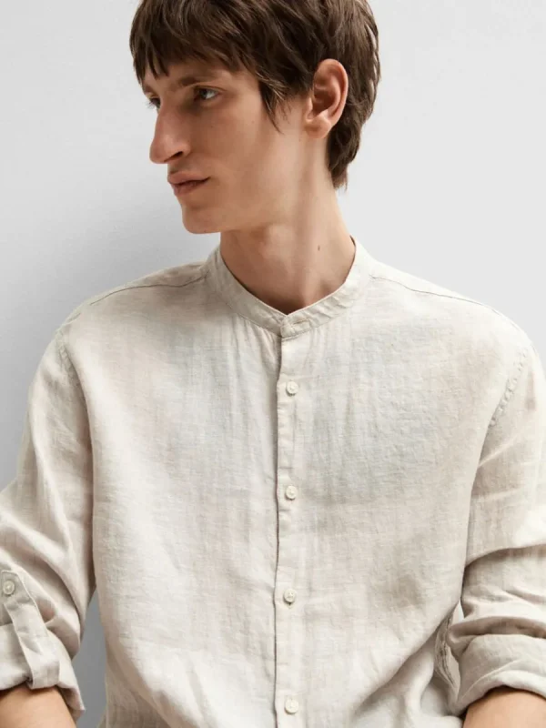 SELECTED 100% LINNE LÅNGÄRMAD SKJORTA Beige Cheap