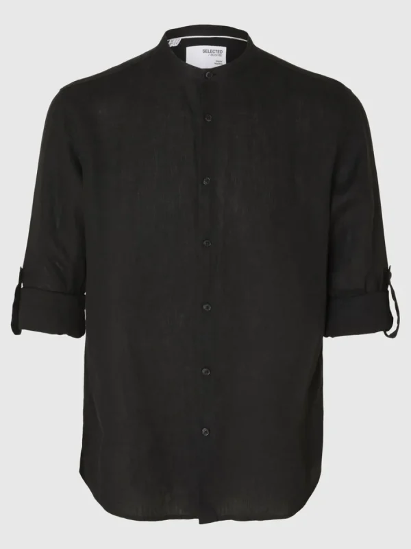 SELECTED 100% LINNE LÅNGÄRMAD SKJORTA Black Shop