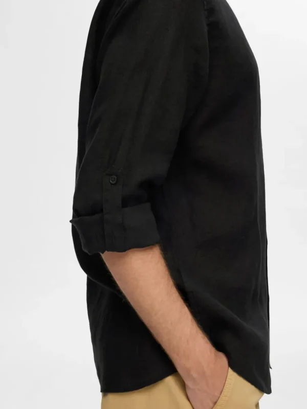 SELECTED 100% LINNE LÅNGÄRMAD SKJORTA Black Shop