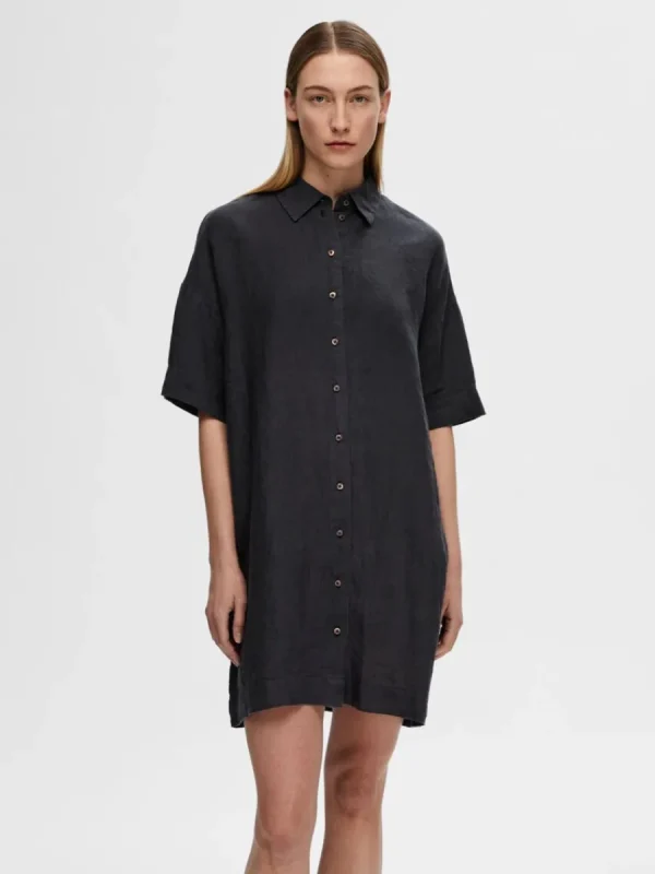 SELECTED LINNESYDDA SKJORTKLÄNNING Black New