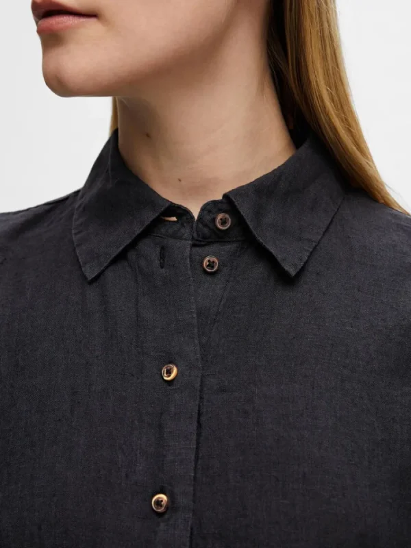 SELECTED LINNESYDDA SKJORTKLÄNNING Black New