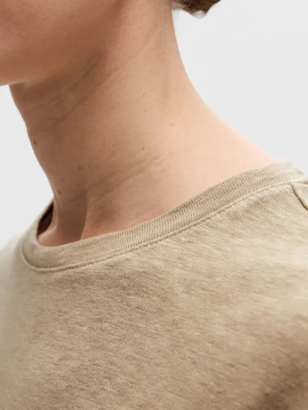SELECTED LINNESYDDA T-SHIRT Beige Cheap