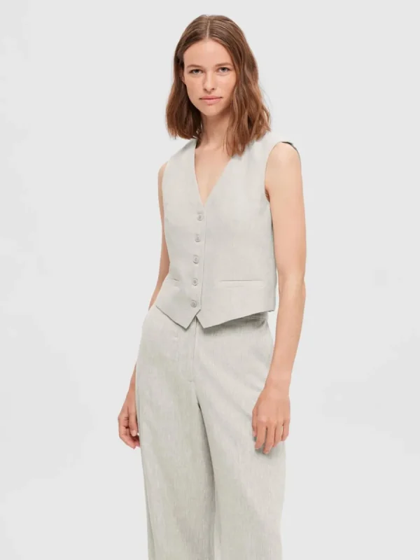 SELECTED LINNESYDDA VÄST Beige Sale
