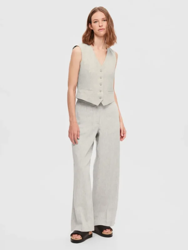 SELECTED LINNESYDDA VÄST Beige Sale