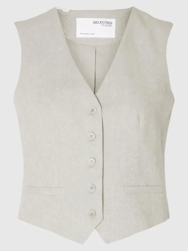 SELECTED LINNESYDDA VÄST Beige Sale
