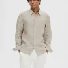 SELECTED 100% LINNETYG SKJORTA Green Best Sale
