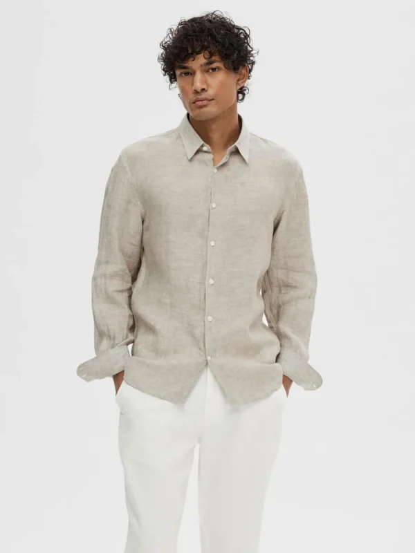SELECTED 100% LINNETYG SKJORTA Green Best Sale