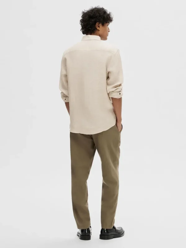 SELECTED 100% LINNETYG SKJORTA Beige Flash Sale