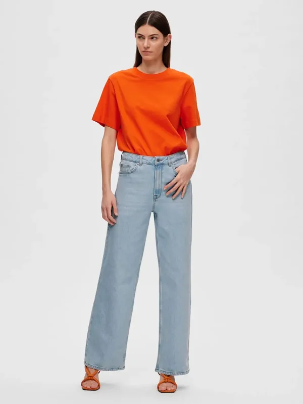 SELECTED LJUS TVÄTT HÖGA LEGGINGS Blue Fashion