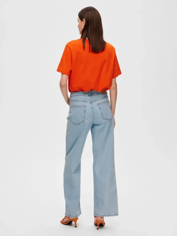 SELECTED LJUS TVÄTT HÖGA LEGGINGS Blue Fashion