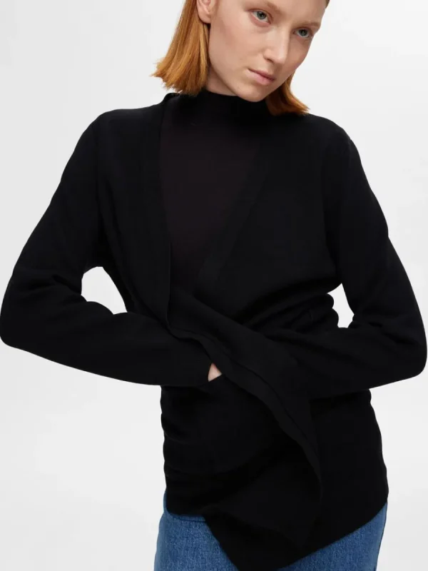 SELECTED LÅNG OMLOTTKOFTA Black Flash Sale