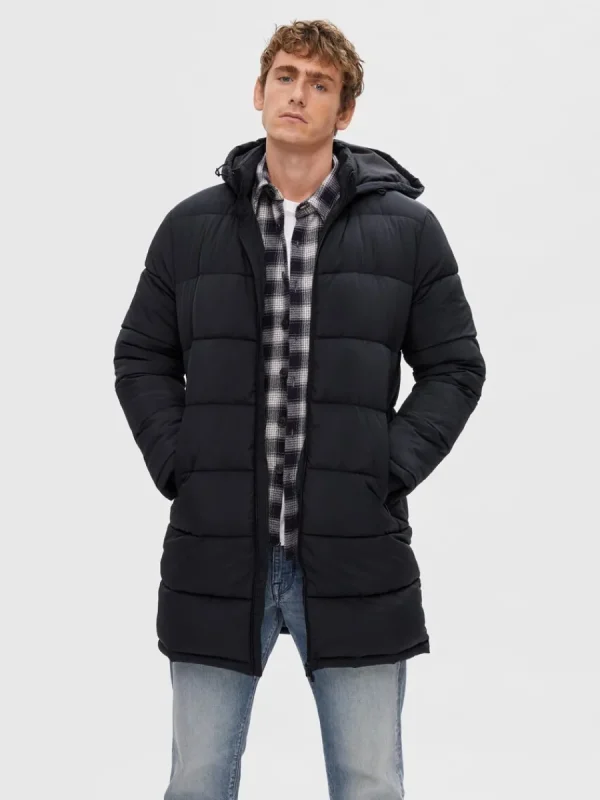 SELECTED LÅNG PUFFERJACKA Black New