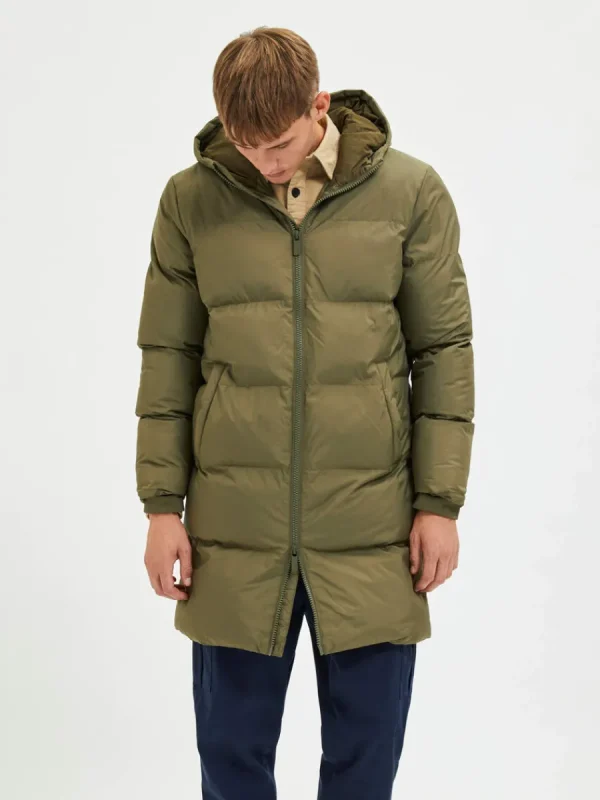 SELECTED LÅNG PUFFERJACKA Green Outlet