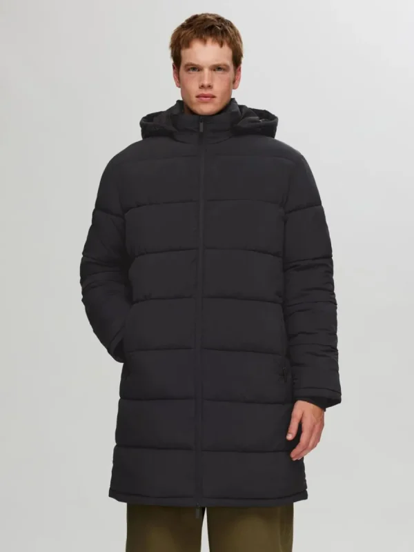 SELECTED LÅNG PUFFERJACKA Black Cheap