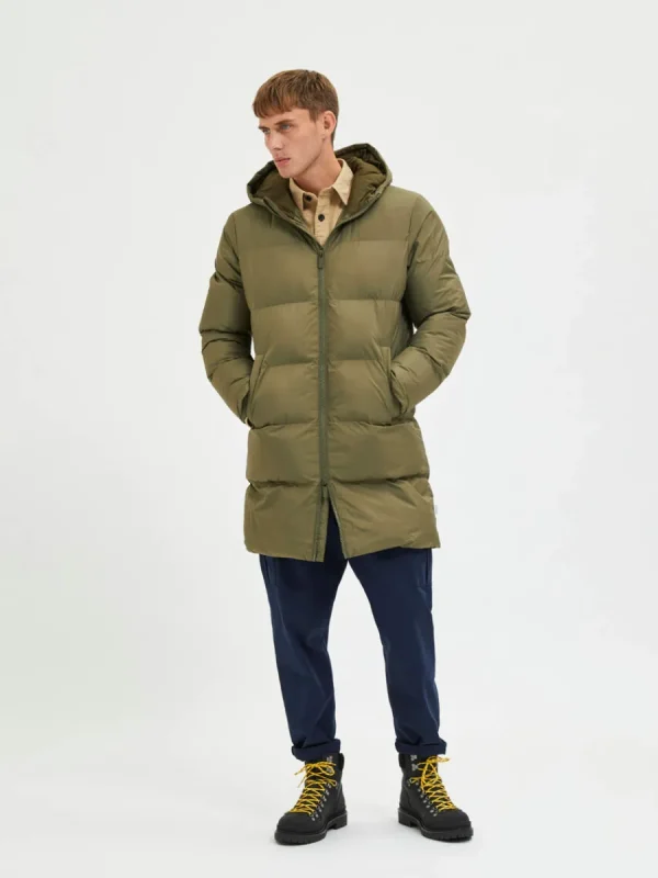 SELECTED LÅNG PUFFERJACKA Green Outlet
