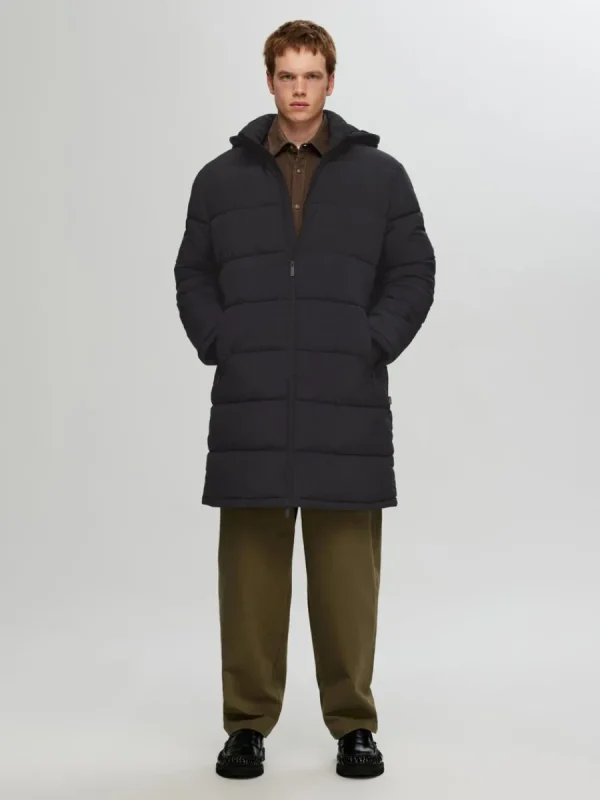 SELECTED LÅNG PUFFERJACKA Black Cheap