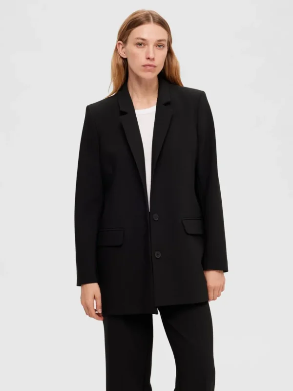 SELECTED LÅNG RELAXED FIT ENKELKNÄPPT KAVAJ Black Sale
