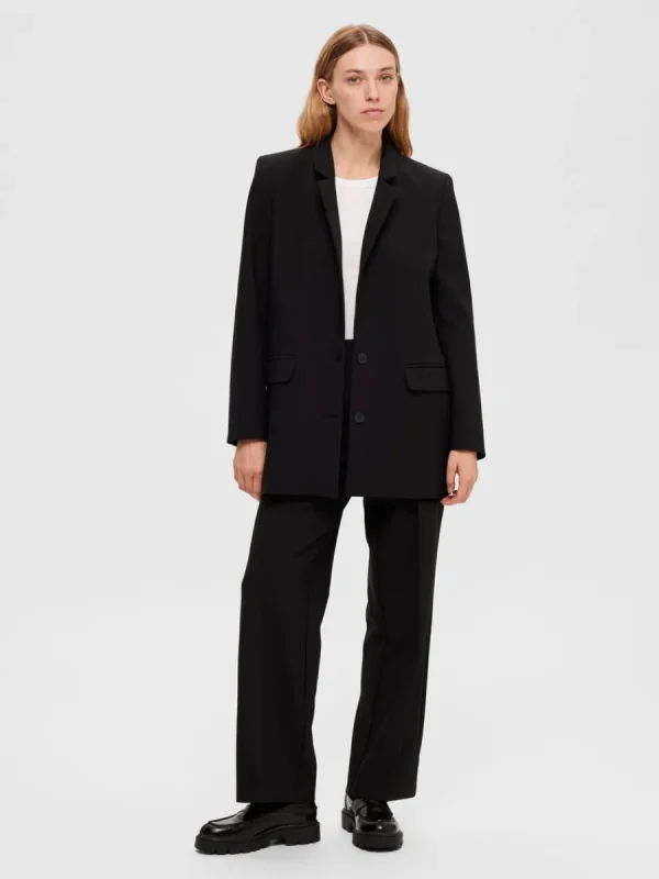 SELECTED LÅNG RELAXED FIT ENKELKNÄPPT KAVAJ Black Sale