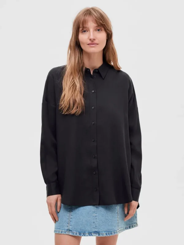 SELECTED LÅNG ÄRM SKJORTA Black Clearance
