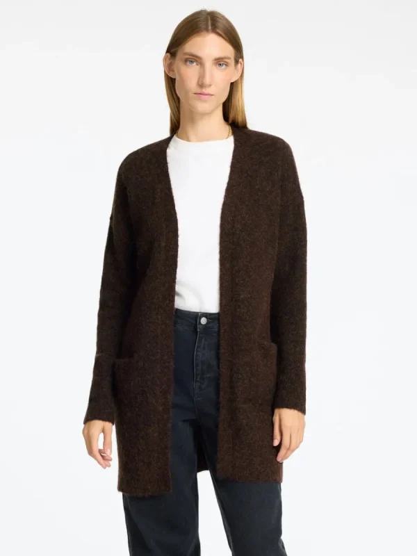 SELECTED LÅNG STICKAD KOFTA Brown Best