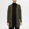 SELECTED LÅNG STICKAD KOFTA Green Sale