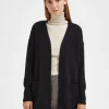 SELECTED LÅNG STICKAD KOFTA Black Online