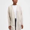SELECTED LÅNG STICKAD KOFTA Beige Shop
