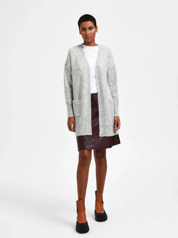 SELECTED LÅNG STICKAD KOFTA Grey Cheap