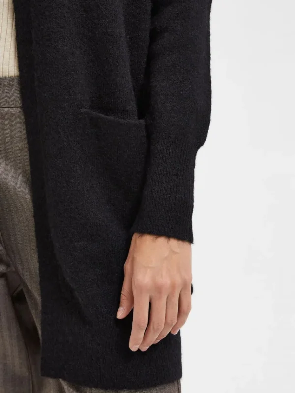 SELECTED LÅNG STICKAD KOFTA Black Online