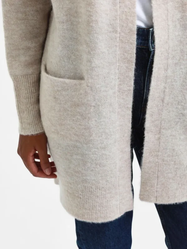 SELECTED LÅNG STICKAD KOFTA Beige Shop