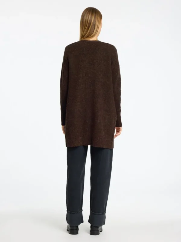 SELECTED LÅNG STICKAD KOFTA Brown Best