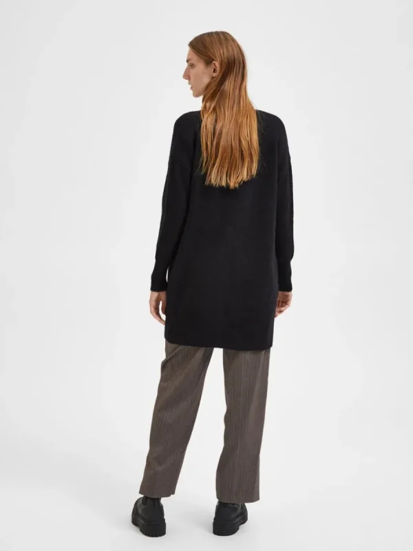 SELECTED LÅNG STICKAD KOFTA Black Online