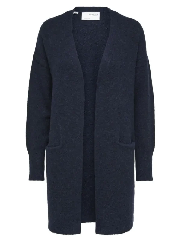 SELECTED LÅNG STICKAD KOFTA Blue Cheap