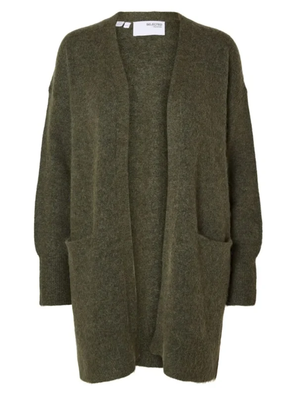 SELECTED LÅNG STICKAD KOFTA Green Sale
