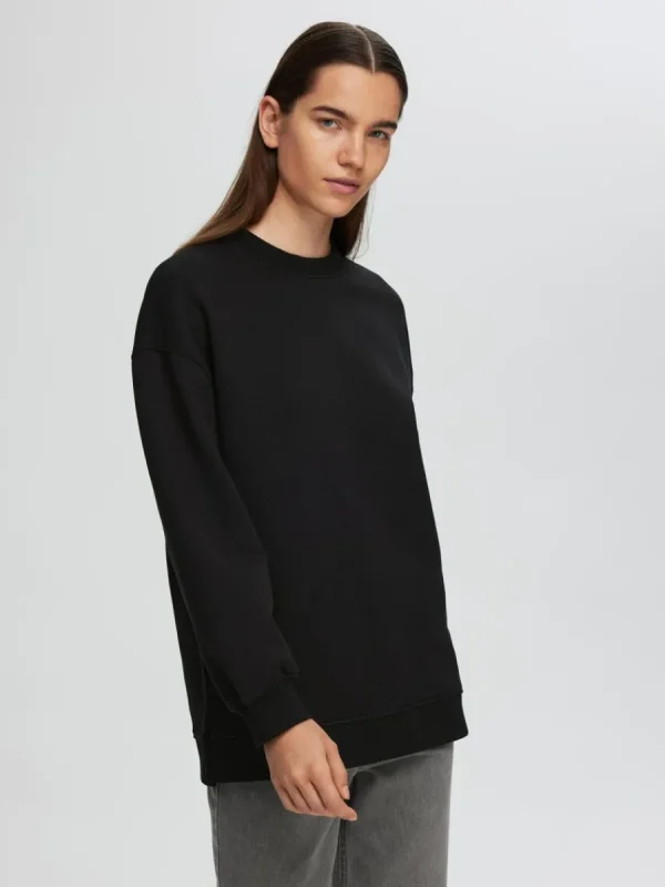SELECTED LÅNG SWEATSHIRT Black Discount
