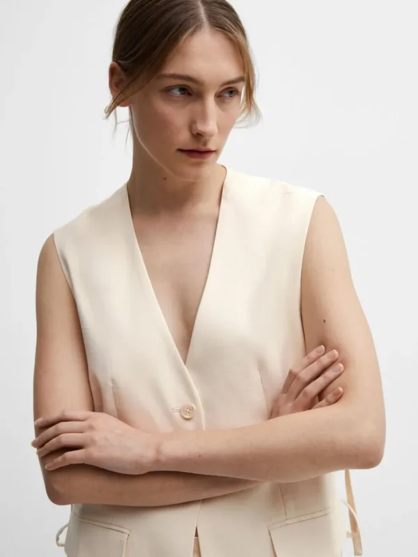 SELECTED LÅNG ÖVERDIMENSIONERAD VÄST Beige Cheap