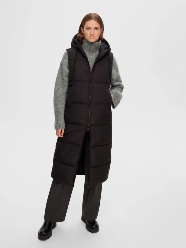 SELECTED LÅNG VÄST Black Discount