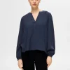SELECTED LÅNGA ÄRMAR BLUS Blue Outlet
