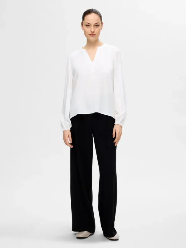 SELECTED LÅNGA ÄRMAR BLUS White Clearance